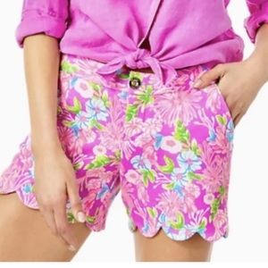 Lilly Pulitzer Pink Floral Scallop Hem Shorts